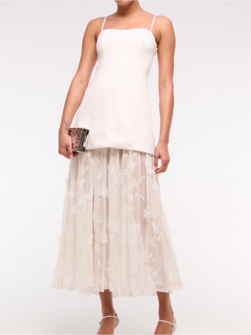 Abercrombie & Fitch Ivory Sheer Floral Maxi Dress